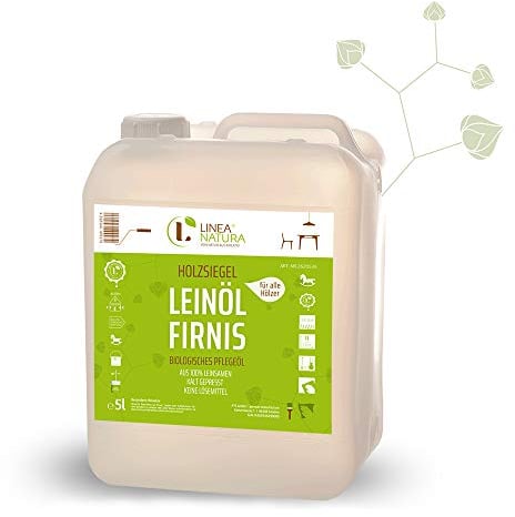 LINEA NATURA® - Leinöl-Firnis | Holzschutz Leinölfirnis | Holzsiegel | reines hochwertiges natürliches Öl (5 L)
