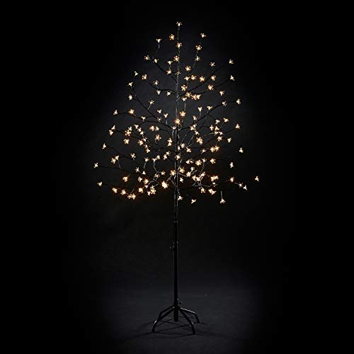 5ft Cherry Blossom Christmas Tree - Indoor & Outdoor Garden Party Wedding Event Multi Function 150 LED Lights - Warm White