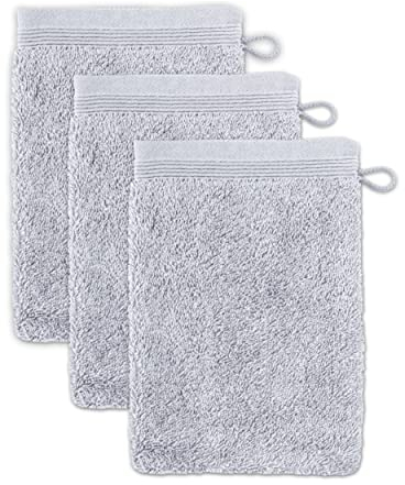 möve Superwuschel Waschhandschuh 15 x 20 cm aus 100% Baumwolle, silver 3er Set