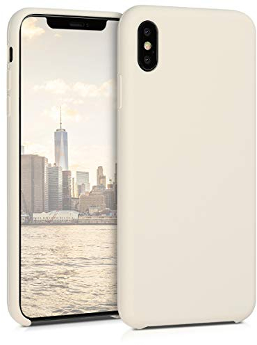 kwmobile Hülle kompatibel mit Apple iPhone XS Max Hülle - Silikon Handy Case - Handyhülle weiche Oberfläche - kabelloses Laden - Creme