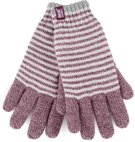 HEAT HOLDERS - Damen Winter Fleece Strick Elegant Norwegermuster Handschuhe (M/L, Rose (Oslo))