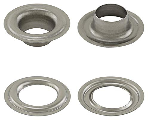 GETMORE Parts Ösen nach DIN 7332, Standardösen, Planenösen (selbstschneidend), inklusive Scheiben - für Markisen, Textil, Leder, Planen, Vorhänge, Zelte - ab 50 Stück, Edelstahl (V2A INOX), 14 mm