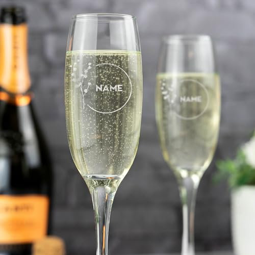 So Bespoke Personalised Engraved Glass Champagne Flute - Birthday Gift - for Her - Hen Party - Wedding Gift (Style 5)