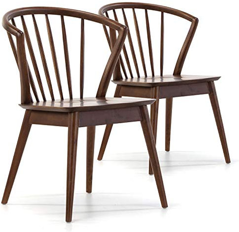 VS Venta-stock Pack 2 sillas Mura Color Nogal, Madera Maciza, 55 cm (Largo) 58,5 cm (Profundo) 84 cm (Alto)