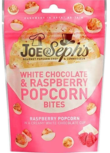 Joe & Seph's White Chocolate & Raspberry Popcorn Bites (1x63g), 1 Star Great Taste Award, gourmet, air-poppe