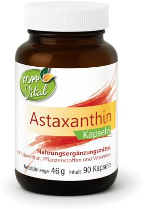 KOPP Vital® Astaxanthin Kapseln, 1 x 90 Kapseln, 46 g | Vegan, Hohe Bioverfügbarkeit, Reinsubstanzen-Prinzip, Apothekenqualität