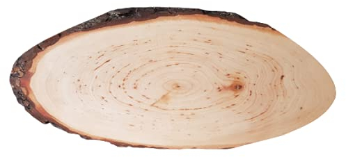 RukaDesign Rindenbrett Servierbrett Oval Vesperbrett Rinde Rustikal geschliffen geölt Brotzeitbrett