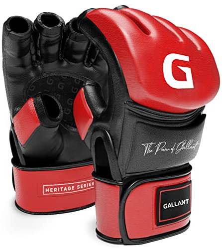 Gallant MMA Gloves - PU Leather, Open Palm, Knuckle Protection Sparring Gloves- Fingerless Boxing Gloves for Muay Thai, Martial Arts, Cage Fighting, Kickboxing, Punching Workout Men and Women