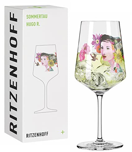RITZENHOFF 2931007 Aperitifglas 500 ml - Serie Sommertau - Motiv Nr. 7 mit NIxe & Blumen - Made in Germany