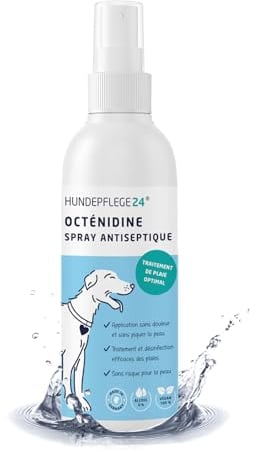 Hundepflege24 Spray Antiseptique Chien et Chat 125ml - Désinfecte, apaise, soigne et protège Toutes Sortes de blessures sans brûler - Spray Cicatrisant Chien avec des ingrédients éprouvés
