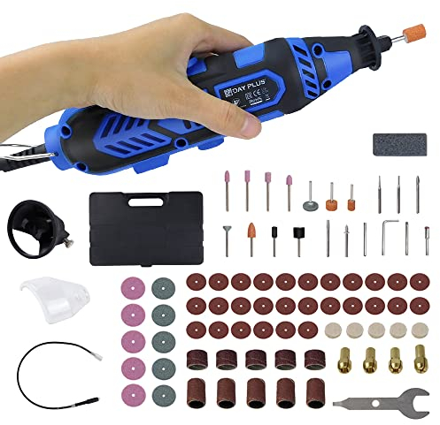 Drehwerkzeug 135W Multifunktionswerkzeug mit Flexiblem Schaft, Mini-Winkelschleifer Set mit 80 Zubehörteilen, 6 Variable Drehzahleinstellung zum Fräsen, Trennen und Gravieren und DIY-Kreationen