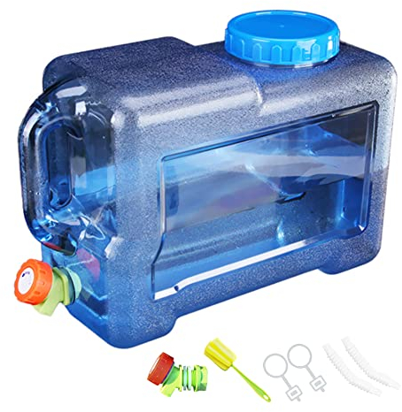 7.5-22L Jerricane d’Eau avec Robinet, Reservoir Eau Camping Car, Bidon d'eau avec Poignée, Bidon Alimentaire sans BPA, Bidon Plastique avec Robinet Remplaçable et Brosse de Nettoyage (12L)