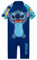 Disney Badeanzug Mädchen, Neoprenanzug Kurze Ärmel, Kurze Hose & Reißverschluss - Mädchen Geschenke (Dunkelblau Stitch, 3-4 Jahre)