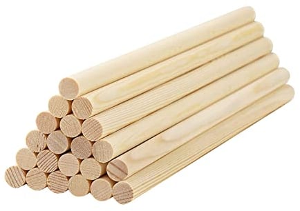HOSSIAN 20 racine Bâtonnets Bois,bâtons de travaux manuels bâton rond, bois rond pour travaux manuels,(6mm/0.23inch) (Bouleau 25.5cm * 6mm)