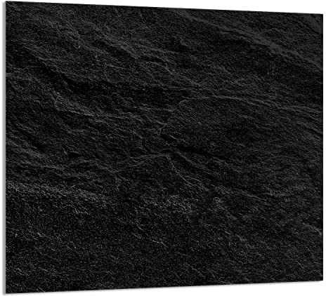 DarHaus Herdabdeckplatte 65x60 cm 1-teilig Ceranfeldabdeckung Induktion Herdschutz Küchenrückwand Spritzschutz Glasplatte Deko Schneidebrett Gehärtetes Glas Schiefer Schwarz