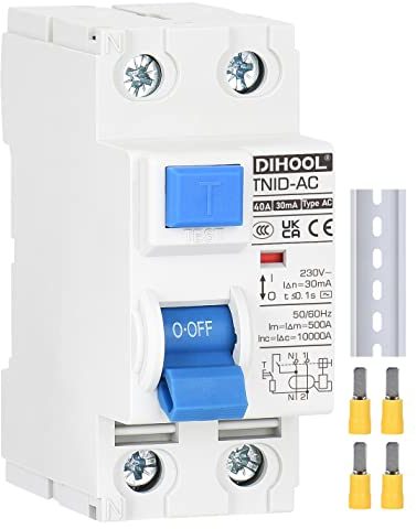 DIHOOL RCD Typ AC fi schutzschalter Fehlerstromschutzschalter FI-Schalter DIN Hutschiene 2-polig 40A 30mA