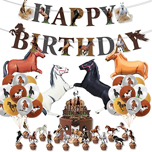 Kit ballon anniversaire cheval - Déco anniversaire cheval | 41 paquets - Parfait pour les thèmes de fête de cheval et les amoureux des chevaux