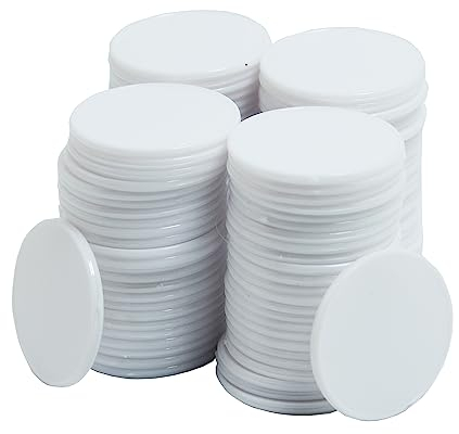 Smartdealspro Lot de 100 mini jetons de poker en plastique opaque avec boîte de rangement Blanc 32 mm