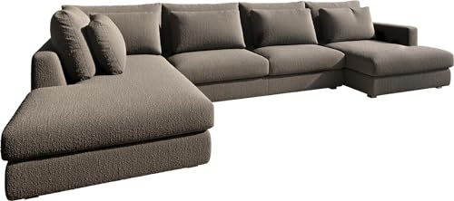 DELIFE Wohnlandschaft Isla Bouclé Schlamm 430x225 cm Ottomane Links