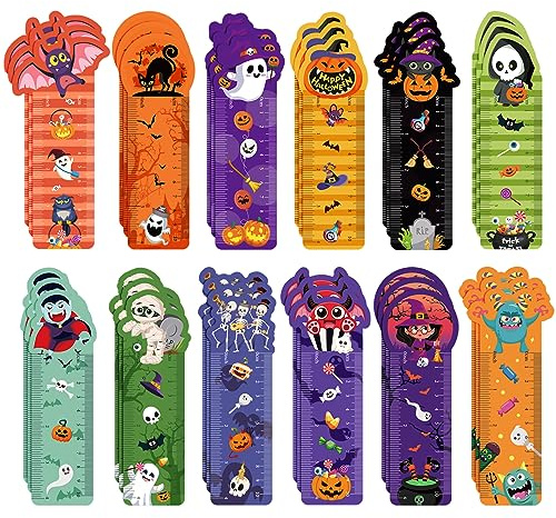 MWOOT 36 Stück Halloween Lesezeichen Papier Bookmarks,Doppelseitige Paper Book Marks Seitenmarker mit Kürbis-Gespenst Design,Lesezeichen für Schulbürobedarf Halloween Geschenke(12 Stile,15x4cm)