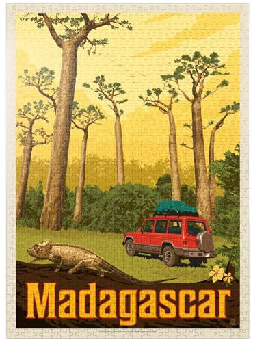 Madagascar: The Eighth Continent, Vintage Poster - Premium 1000 Piece Jigsaw Puzzle for Adults