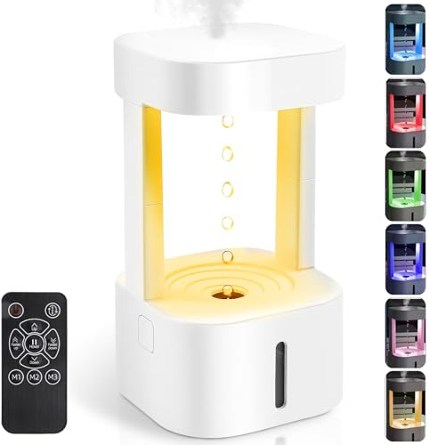 Humidificador Ultrasónico Mini 580ml USB con Efectos de Luz de Gota de Agua Antigravedad, Difusor de Aire con LED, Apagado Automático para Hogar, Apartamento, Humidificador de Aire