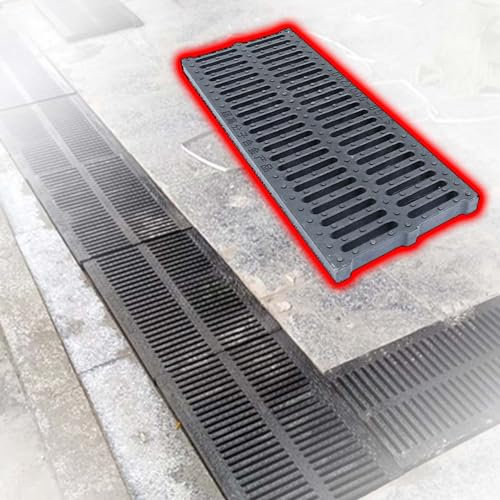 Grabenabdeckung Abdeckrost Drain-Gitterabdeckungen für draußen Länge 19,7 Zoll rechteckig, Schwerlast-Kunststoff-Gitterabdeckungen für draußen, für Hofentwässerung/Küchenentwässerung/Gartenentwässerun