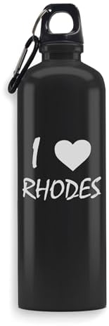 I Love Rhodes Travel City Island Greece Water Bottle Engraved Art Sport Leakproof Big Capacity