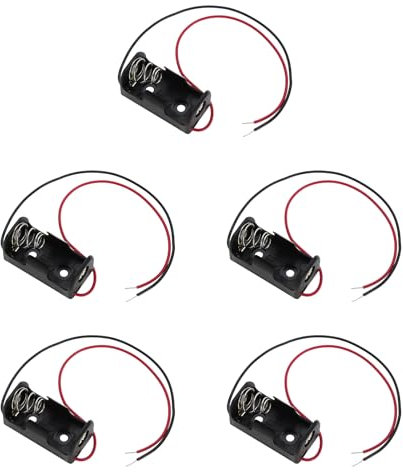YINETTECH 5PCS 14250 Battery Box ER14250 Battery Holder 1/2AA Battery Holder 1/2AA 3.6V Battery Holder with 150mm Cable Wires Black and Red