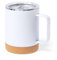 TAZZA TERMICA Personalizzata in acciaio inox doppia parete, base in sughero 330 Ml(Bianco)