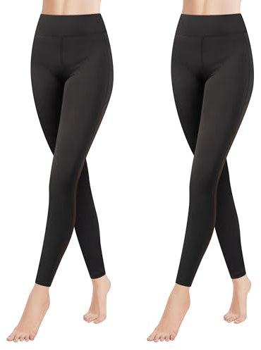 GOVIA 2er Pack Sport Leggings Damen lang High Waist Push Up Sportleggings Gym Pants Sporthose Elastisch Bauchweg Yoga Hose Fitnesshose Laufhose 4170 Schwarz S/M