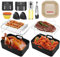 Mocraft Air Fryer Accessories,12pcs Large Ninja Air Fryer Accessories for Dual AF400UK AF500uk Reusable Silicone Air Fryer Liner for Ninja Dual Air Fryer 9.5L
