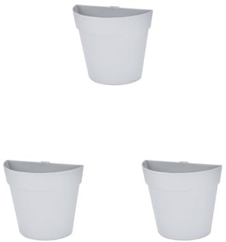 Leisurealeaneag Set di 3 vasi da fiori da parete per casa, ufficio, giardino, soggiorno, camera da letto, cucina, fioriera per interni ed esterni, vaso di fiori chiaro, grigio chiaro