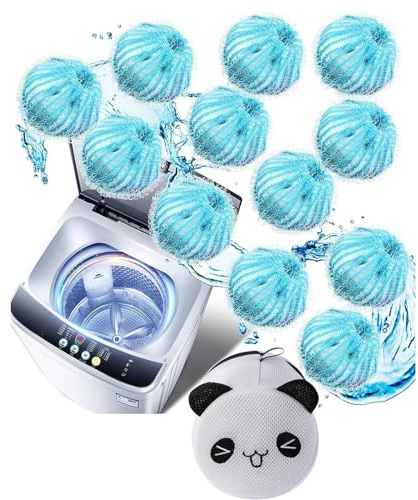 12 Stücke Tierhaarentferner Waschmaschine Wäschetrockner Bälle Wiederverwendbar Waschmaschine Haar Fänger Haustier Hund Katze Haar Fänger Fussel Entferner(hellblau)