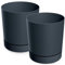 PECZEKO Lot de 2 pots de fleurs mats en plastique - Pot décoratif pour grandes et petites plantes - Diamètre : 30 cm - Anthracite