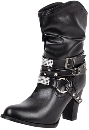 Stivali Donna Estivi Stivaletti Donna Nero Scarpe Stringate Basse Stivaletti Donna Texani Donna Estivi Stivali Alti Donna con Zeppa Plateau sopra Il Ginocchio Cowboy Boots
