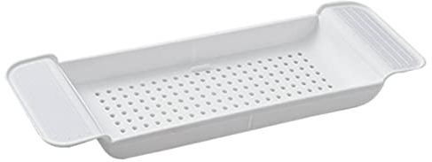 Bandeja para Bañera Colocación Estable Material Plástico Expandible Diseño de Drenaje Carrito para Baño Mesa para Bañera para Baño (Blanco)