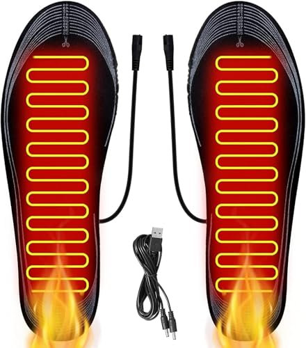 USB Heated Insoles for Men Women - Outdoor Sports Feet Warmer, Washable Cuttable Thermal Insoles for Winter Hunting Ski Fishing Hiking - Electric Foot Warmer