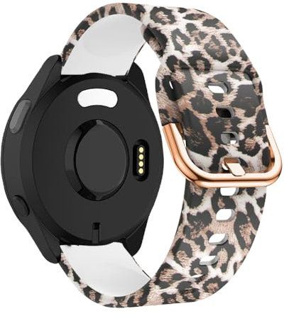SeNool Armband für Garmin Forerunner 165/Forerunner 165 Music/Vivoactive 6/Vivoactive 5, 20mm Silikon Ersatzband Uhrenarmband für Garmin Vivomove Trend/Venu Sq 2/Venu Sq/Venu 2 Plus - Leopard