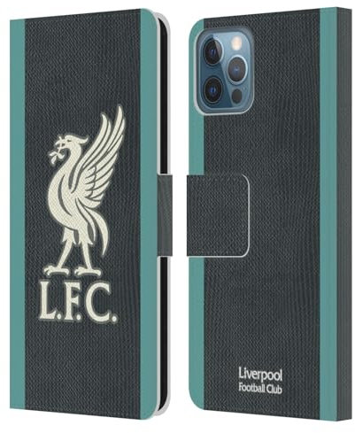 Head Case Designs Officially Licensed Liverpool Football Club Away Kit 2024/25 Leather Wallet Case Compatible With Apple iPhone 12 / iPhone 12 Pro