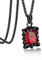 Bandmax Herren Kette Rot Rubin Stein Kette Damen Edelstahl Panzerkette 55CM Männer Halskette Schwarz Anhänger Kette Satan Kubanische Kette Jungen Punk Gothic Accessoires Schmuck