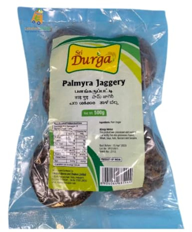 Sri Durga Palmyra Jaggery Kithul 500g – Natural Palm Sugar Blocks | Unrefined Vegan Sweetener for Tea, Coffee, Baking & Traditional Cooking