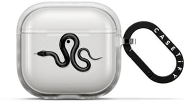 CASETiFY Impact Airpods (4. Generation) Hülle mit Ring – Black Kingsnake – Frost
