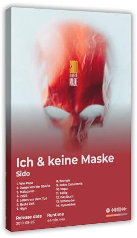 Sido Retro-Poster, berühmter Rapper, Hip-Hop-Musik, Rap-Album, Ich & Keine Maske, Cover, Fans, Geschenk, Leinwand, Poster, Schlafzimmer, Dekoration, Landschaft, Büro, Raumdekoration, Geschenk, 60 x 90