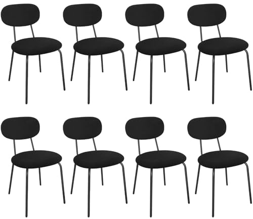 LEWE Esszimmerstühle 8er Set, Stapelbar Polsterstühle, Moderne Küchenstühle mit Unabhängige Rückenlehne, Kleine Runde Metallseitenstühle für Esszimmer, Küche, Restaurant, Schlafzimmer