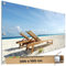 TRIOSK Sichtschutz Balkon Deko Plane Balkonblende Blickdicht mit Motiv Meer Strand Liegestuhl für Garten Terrasse Gartenzaun Balkonverkleidung Blickschutz PVC groß 200x100 cm