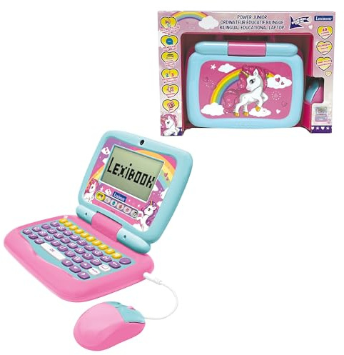 Lexibook, Unicorn Ordinateur Éducatif Enfant, JC398UNIi1 | Français/Anglais, 40 activités, Méthode syllabique et ludique, 3 Histoires animées, Clavier et souris réalistes