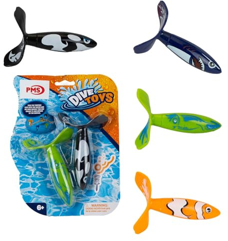 VFM e-Store - Sea Life Diving Torpedo Toy Spin Action Outdoor Summer Activity Bath Classic Family Games, Kids and Adults - 12cm X 18cm Black,Green Or Orange X 2