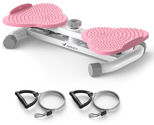 MERACH Hüfttwister, Twist Waist Platte mit 2 Widerstandsschnüren | für Schlanke Taille und Core-Bauchmuskeltraining, Max 136 KG, Geräuschloses Heimtrainingsgerät für Frauen und Männer