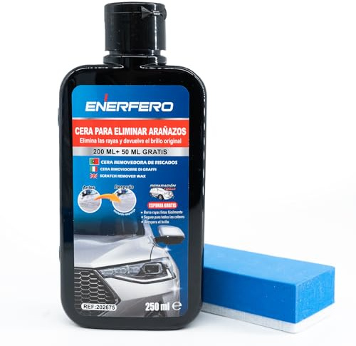 Enerfero Abrillantador de pintura para coches, recubrimiento para pintura de coches, aporta brillo y protección, elimina residuos de pintura y manchas difíciles, fácil de usar, 250ml+Esponja Premium